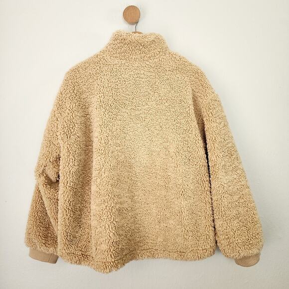Levi's Teddy Sherpa Fleece Full Zip Jacket Sesame Brown Tan Medium Cinched NEW - Picture 16 of 16